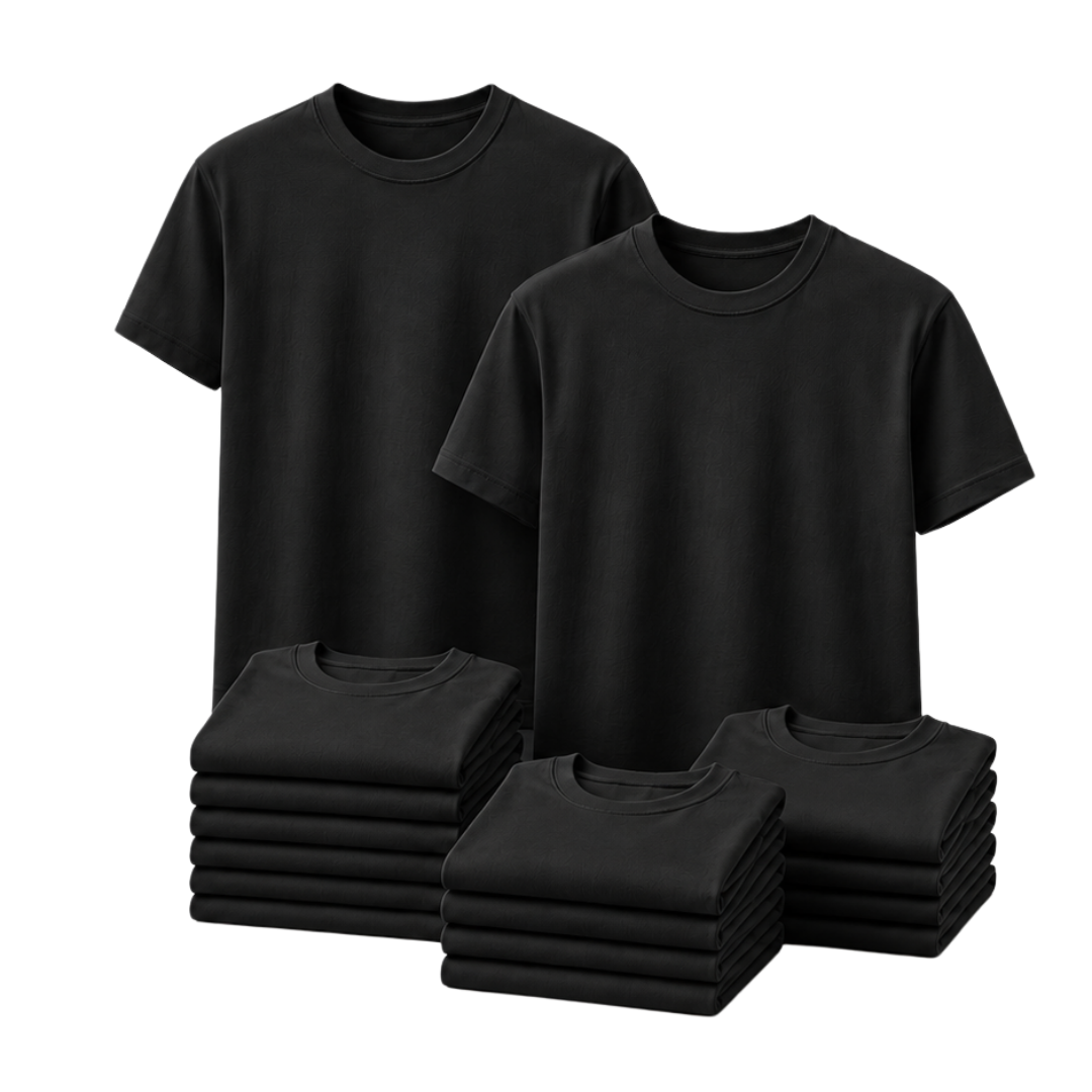10’lu Siyah Bisiklet Yaka T-Shirt Paketi