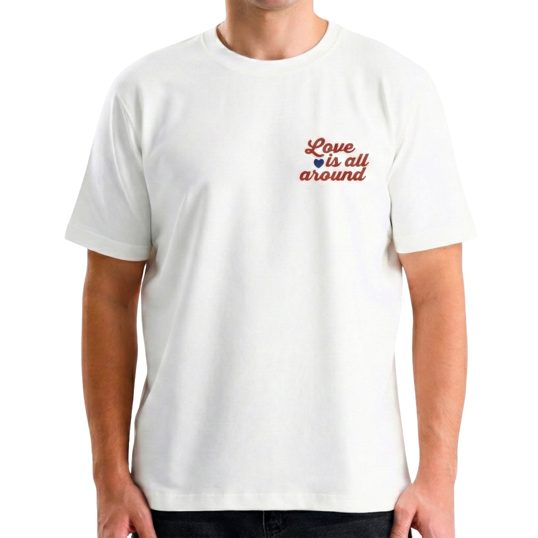 Love is All Around Baskılı Beyaz T-shirt