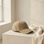 Bej Yıkamalı Gabardin Şapka