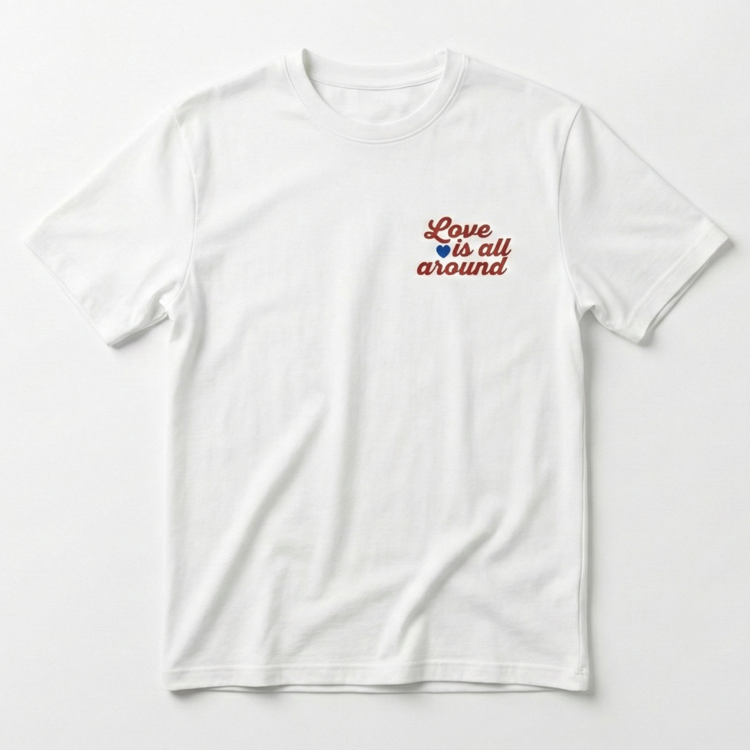 Love is All Around Baskılı Beyaz T-shirt