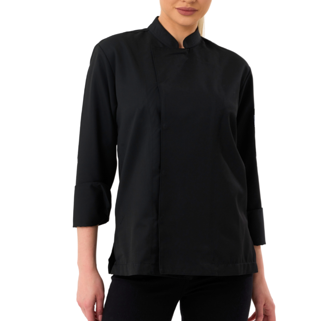 Siyah Gabardin Kadın Şef Ceketi