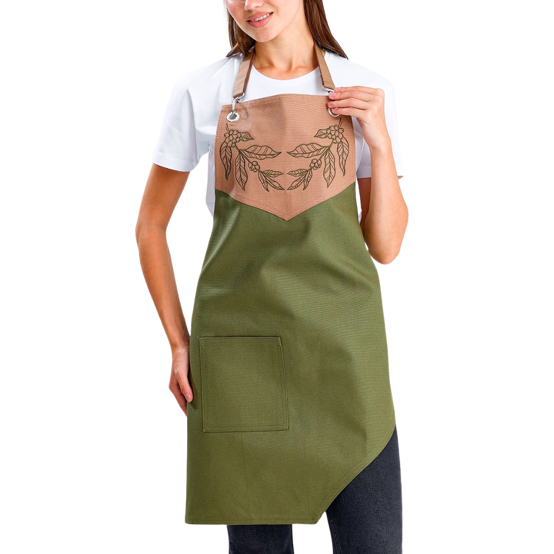 Temalı Önlükler - Kahve Yaprakları Zeytin Yeşili