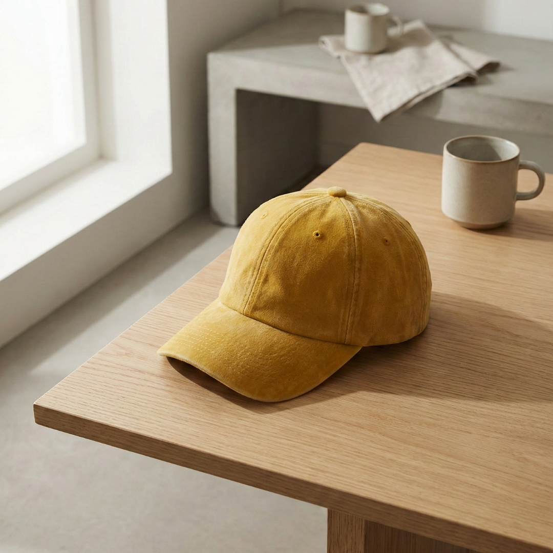 Sarı Yıkamalı Gabardin Şapka