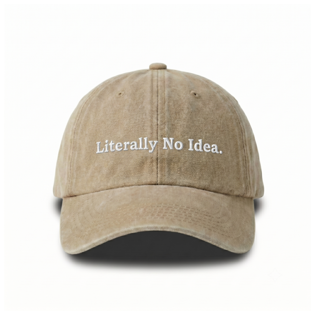 Literally No Idea - Bej Yıkamalı Gabardin Şapka