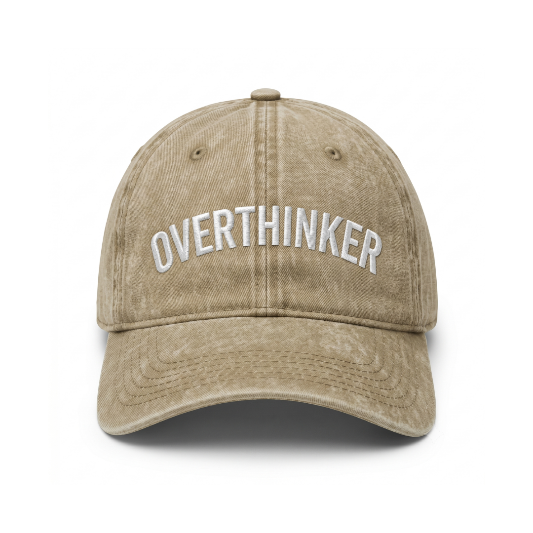 Overthinker - Bej Yıkamalı Gabardin Şapka