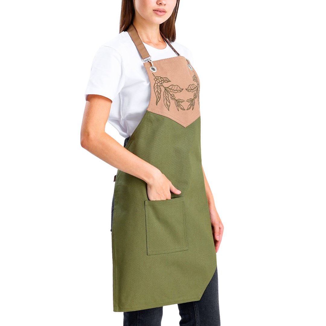 Temalı Önlükler - Kahve Yaprakları Zeytin Yeşili