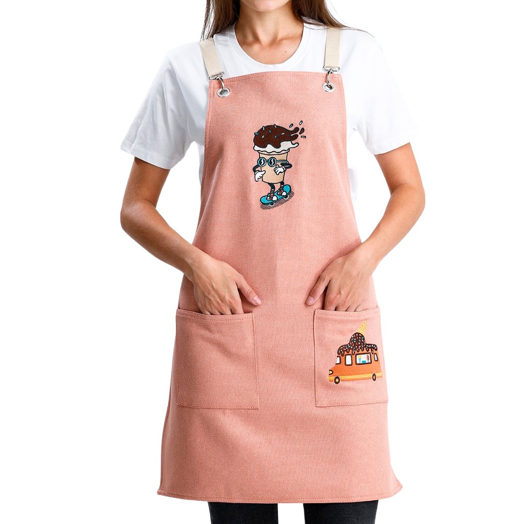 Temalı Önlükler - Dondurma Kırmızıbej