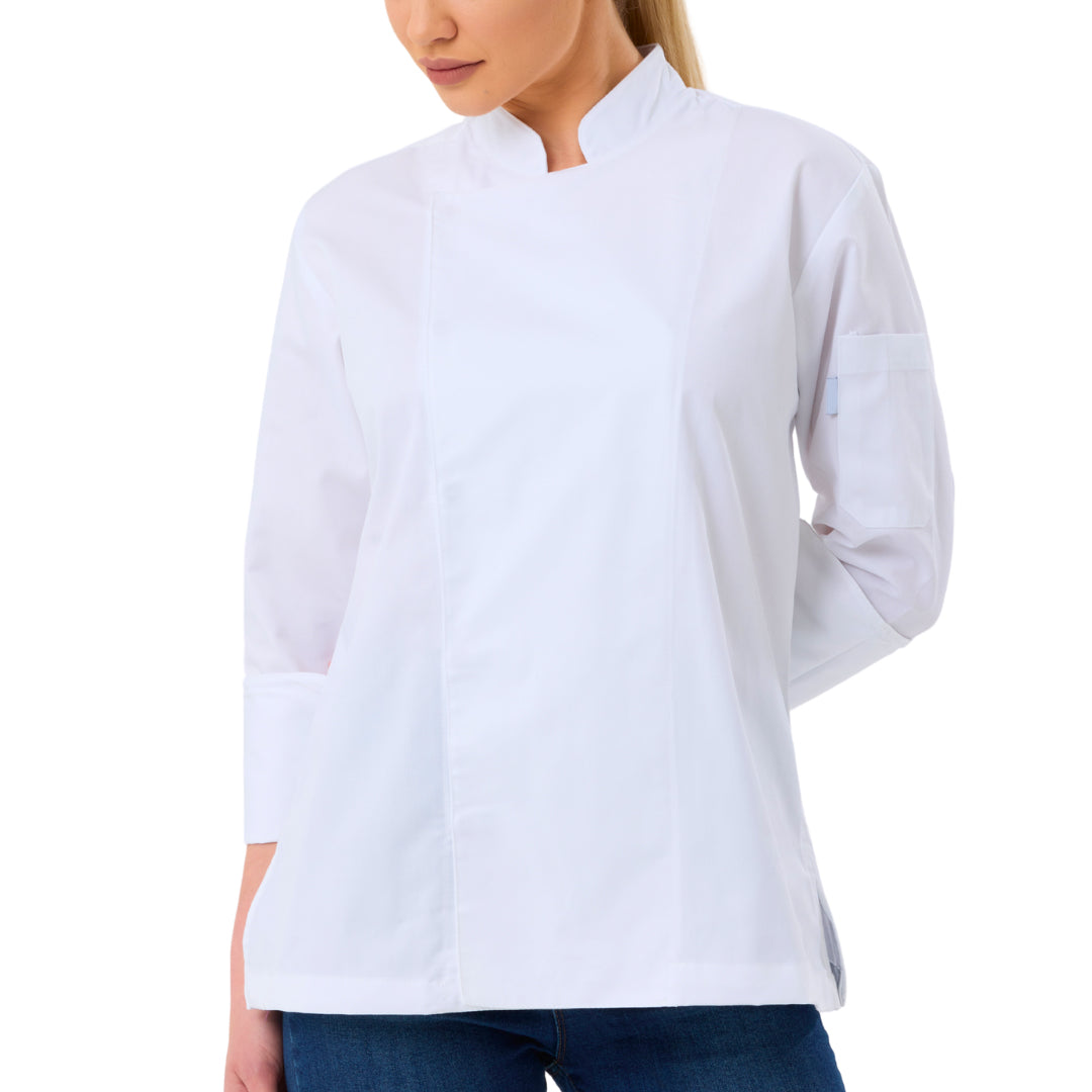 Beyaz Gabardin Kadın Şef Ceketi