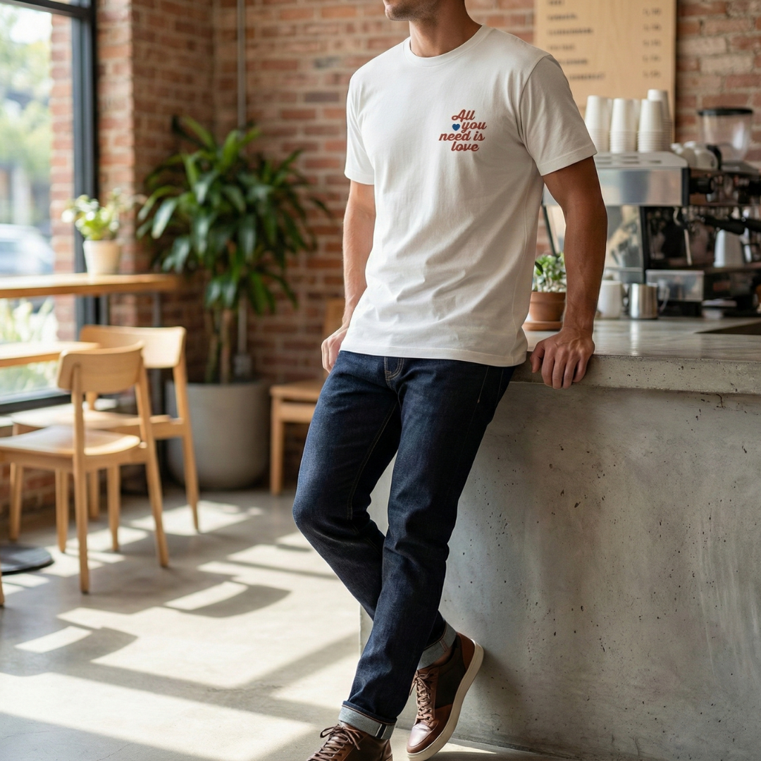 All You Need is Love Baskılı Beyaz T-shirt