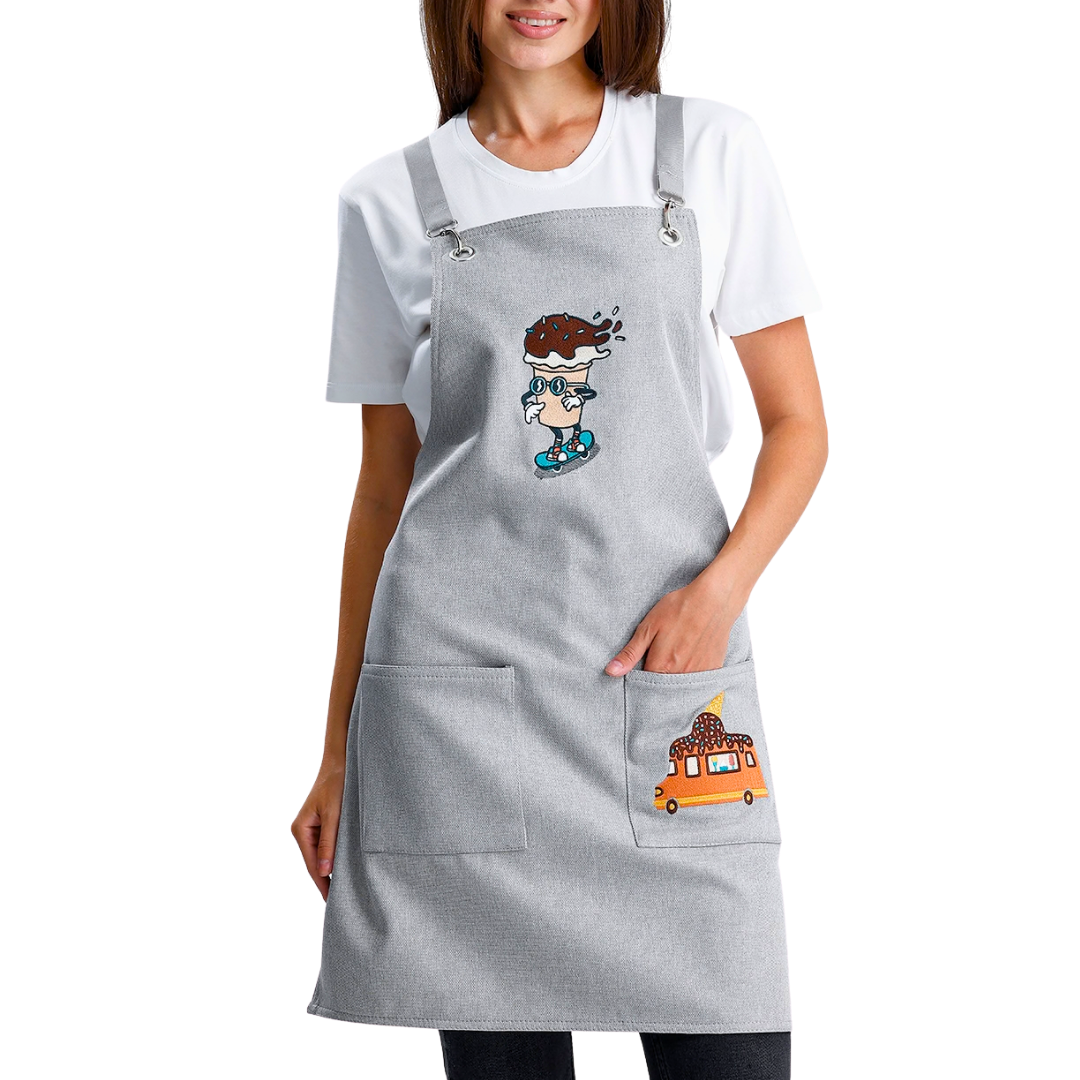 Temalı Önlükler - Dondurma Gümüş Gri