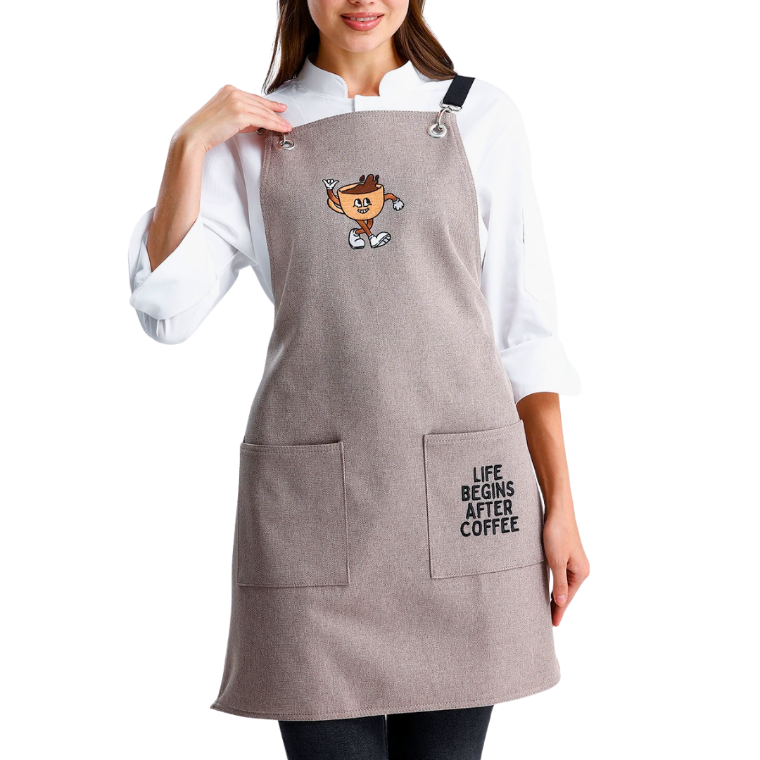 Temalı Önlükler - Life Begins After Coffee Taş
