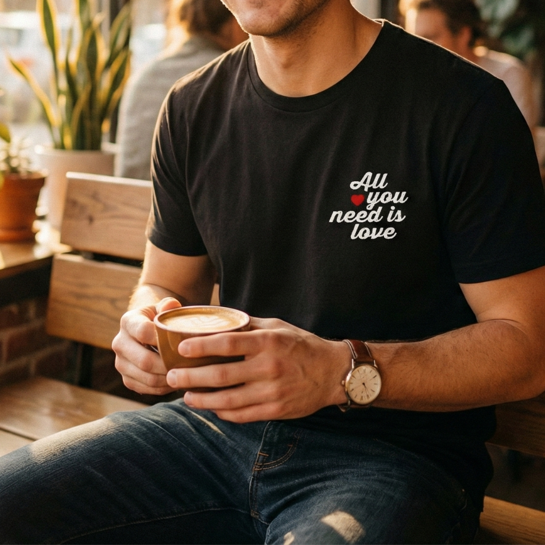 All You Need is Love Baskılı Siyah T-shirt