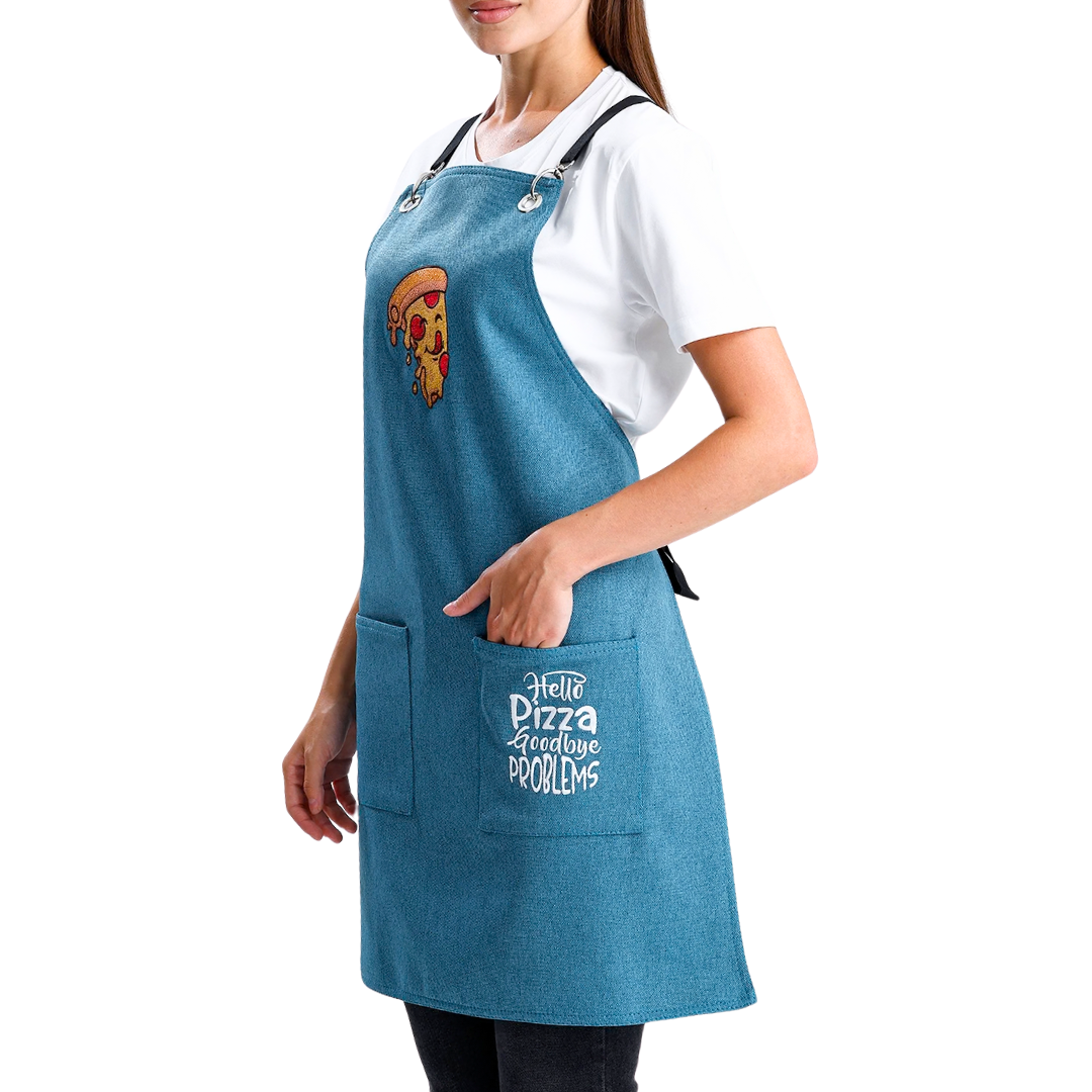 Temalı Önlükler - Pizza Mavi