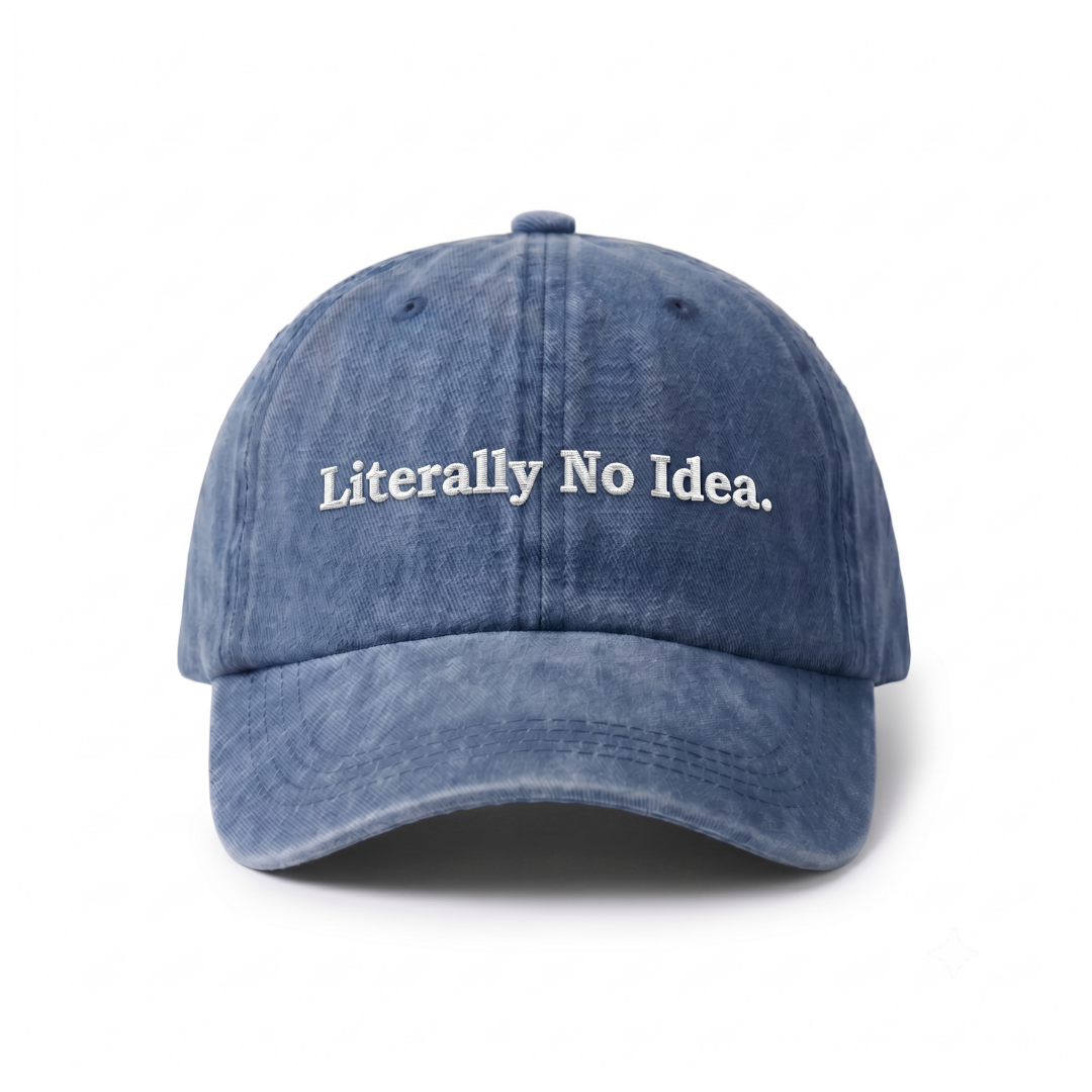 Literally No Idea - Koyu Mavi Yıkamalı Gabardin Şapka