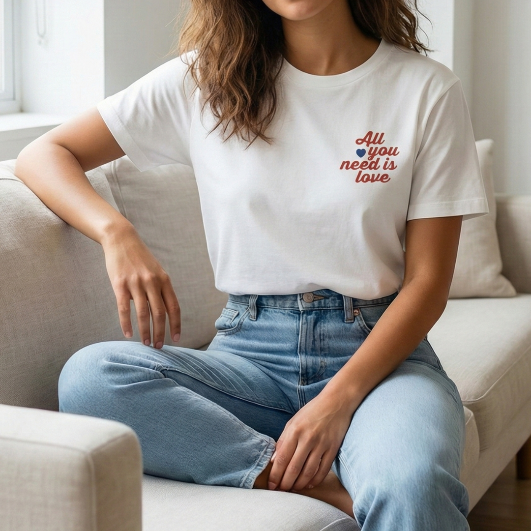 All You Need is Love Baskılı Beyaz T-shirt