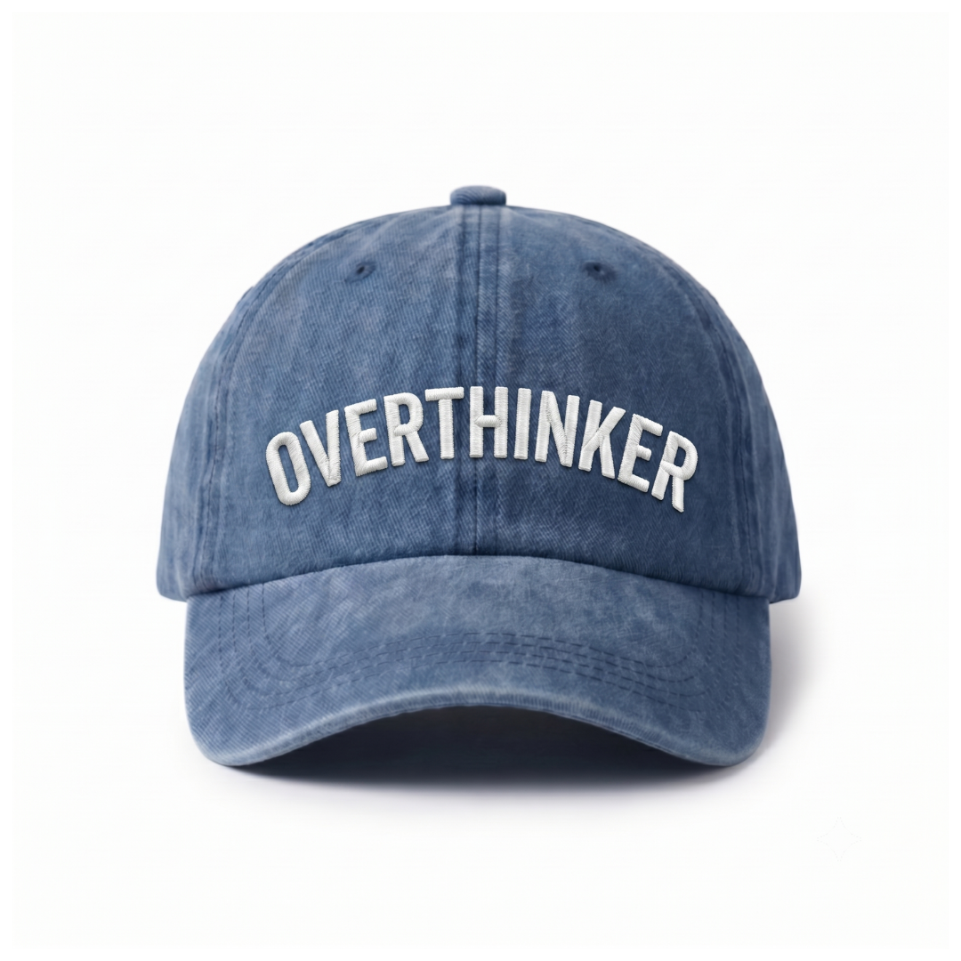 Overthinker - Koyu Mavi Yıkamalı Gabardin Şapka