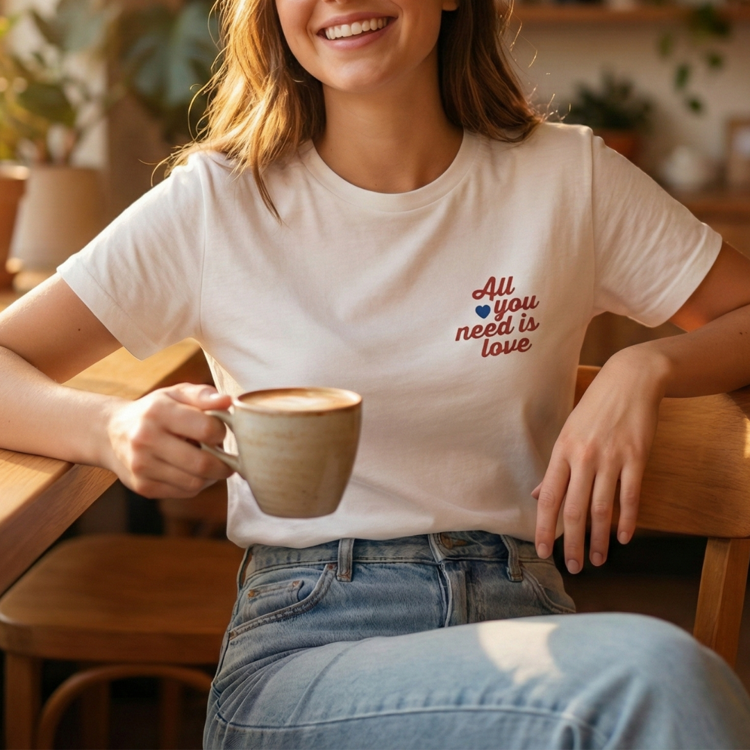 All You Need is Love Baskılı Beyaz T-shirt