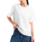 Beyaz Bisiklet Yaka T-shirt