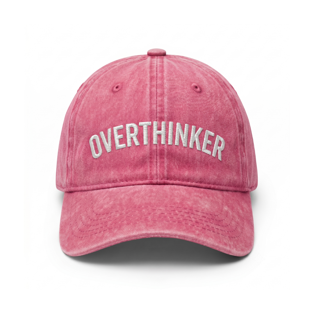 Overthinker - Koyu Pembe Yıkamalı Gabardin Şapka